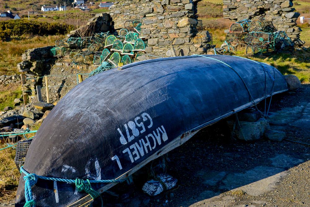 Currach, Harbour at Tully Cross , Connemara, County Galway, Ireland.