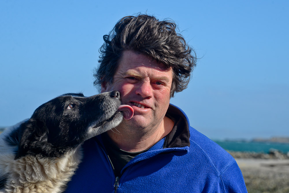 Paddy Lavelle and his dog, Inishbofin, Co Galway, Ireland.