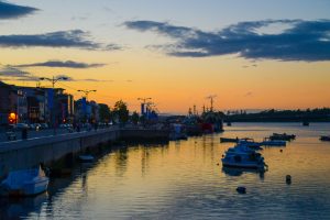 Sun setting over Wexford Harbour, Wexford, County Wexford, Ireland