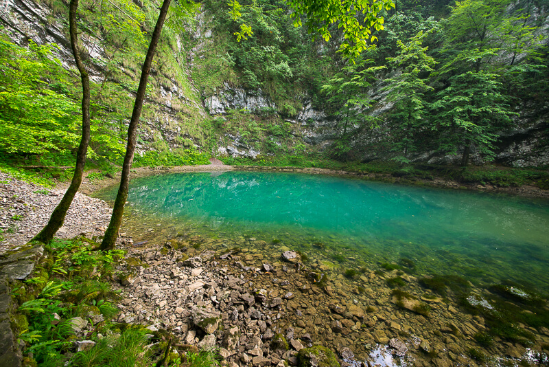 Karst Wild Lake, near Idrijia, Slovenia. &copy John Ironside